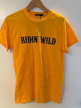 Nasty Gal Yellow 'RIDIN' WILD' Graphic Short Sleeve Tee